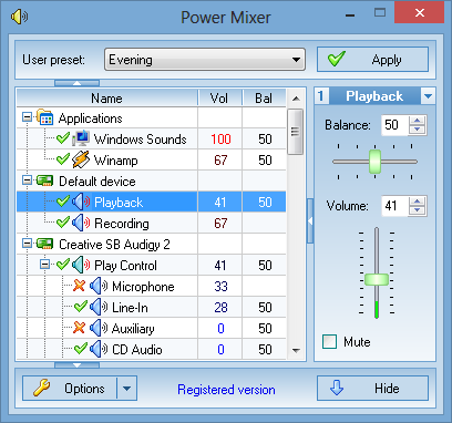 Volume control replacement - Main window of Power Mixer