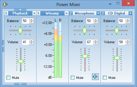 Windows audio mixer - Another view of the main window of Power Mixer